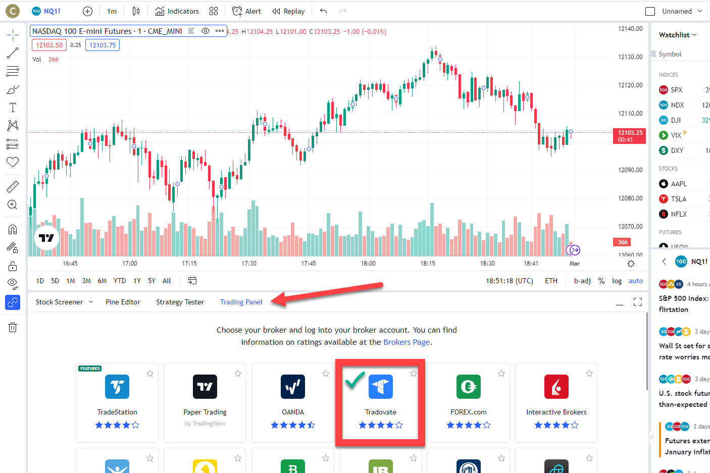 Connection guide for TradingView using Tradovate Apex Trader Funding